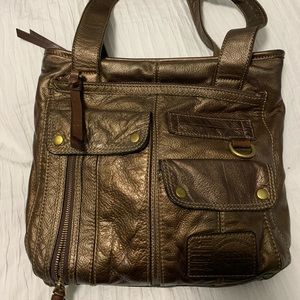 Broze Leather Fossil Over Shoulder Bag
